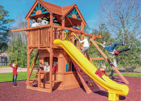 6.5 MegaDeck Fort w/Wood Roof & Playhouse Panels