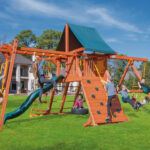 Parrot Island Playcenter w/ Tarp, 4x4 Monkey Bars and Wave Slide