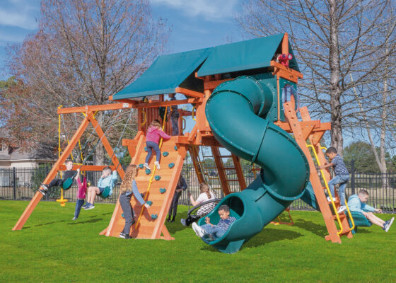 6.5 Jaguar Playcenter w/ Tarp, 4x6 Monkey Bars, Loft, DoubleWall Scoop Slide and Spiral Slide