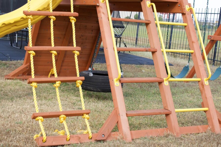 Parrot Island Playcenter w/ Green Tarp, 4x6 Monkey Bars, Loft, Wave Slide and Spiral Slide